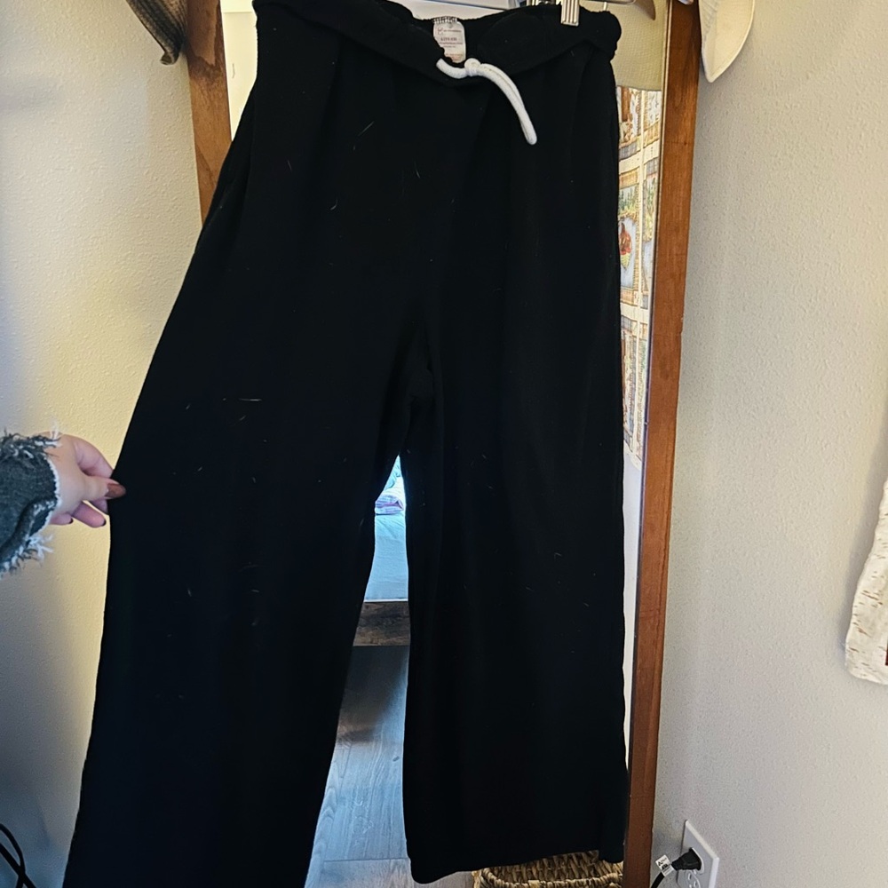 Black Wide-Leg Pants with Drawstring